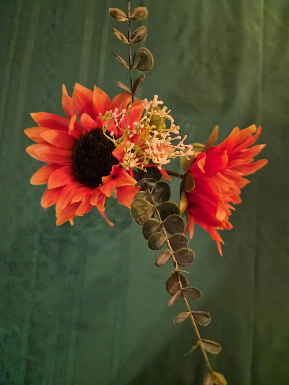 Orange Artificial Sunflower Stems in Clear Decorative Mason Jar #1